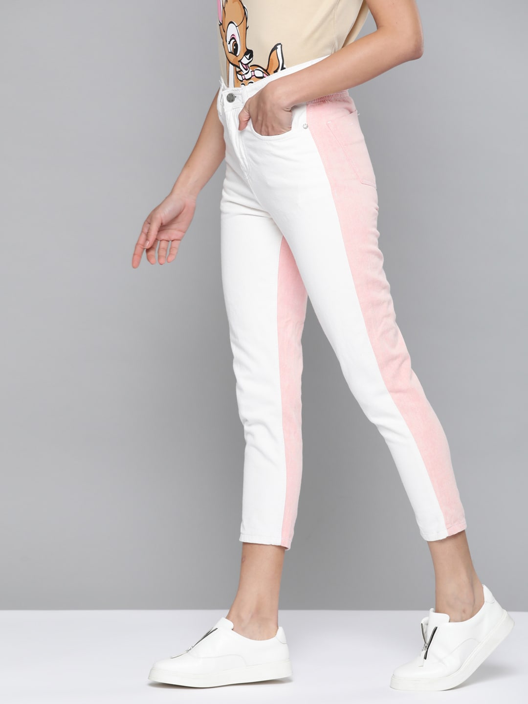 Kook N Keech Women White Skinny Fit Stretchable Cropped Jeans Price in India