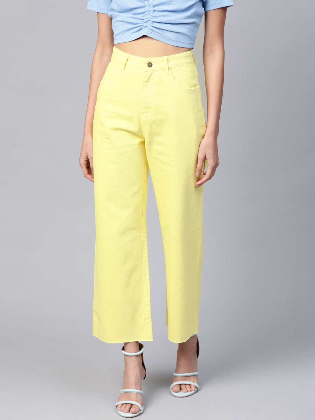 SASSAFRAS Women Yellow Relaxed Fit High-Rise Jeans Price in India