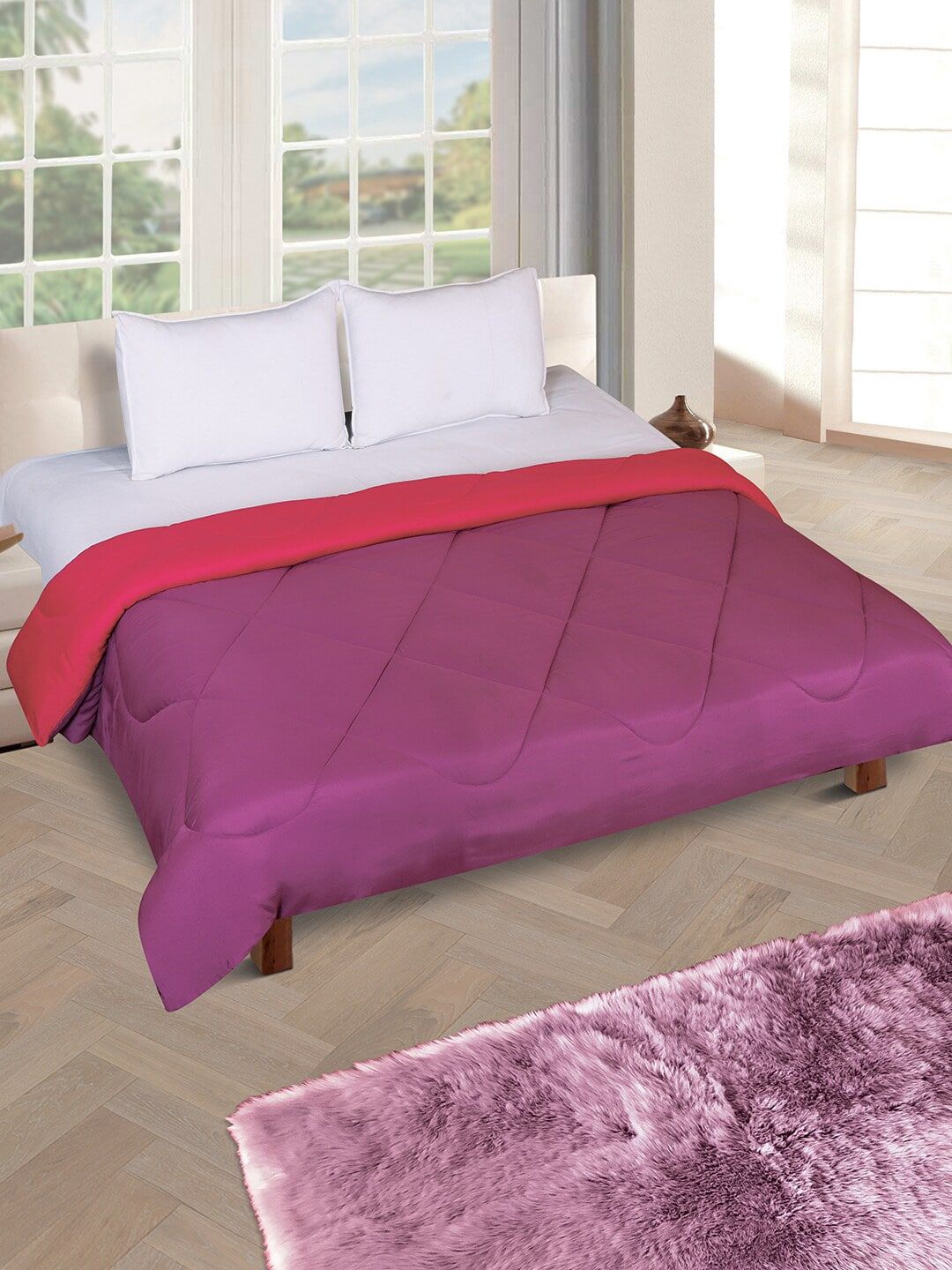ROMEE Purple & Pink Solid AC Room 150 GSM Double Bed Comforter Price in India