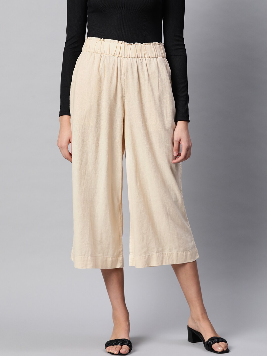 Marks & Spencer Women Beige Culottes Trousers Price in India