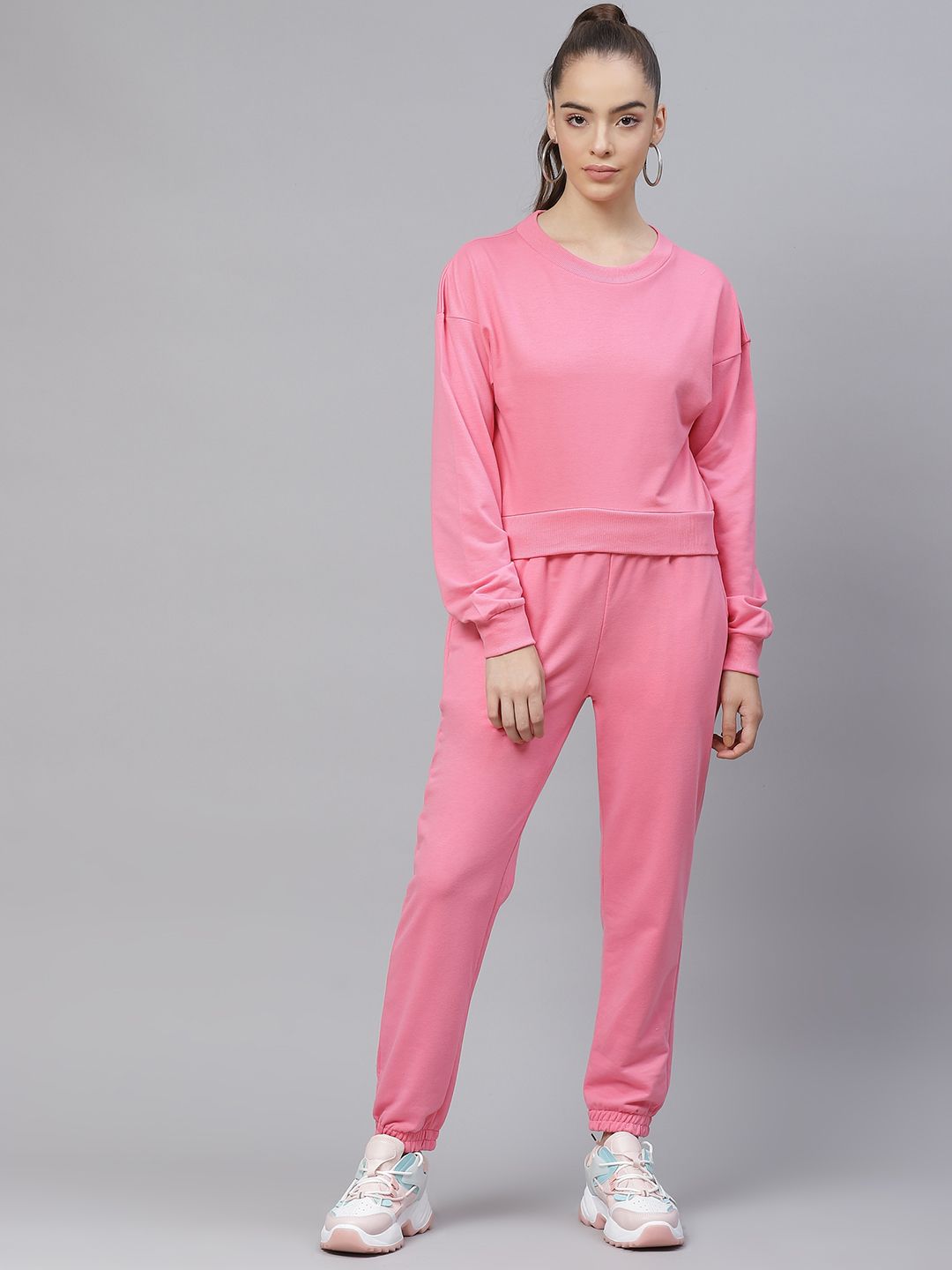 Laabha Women Pink Solid Tracksuit Price in India