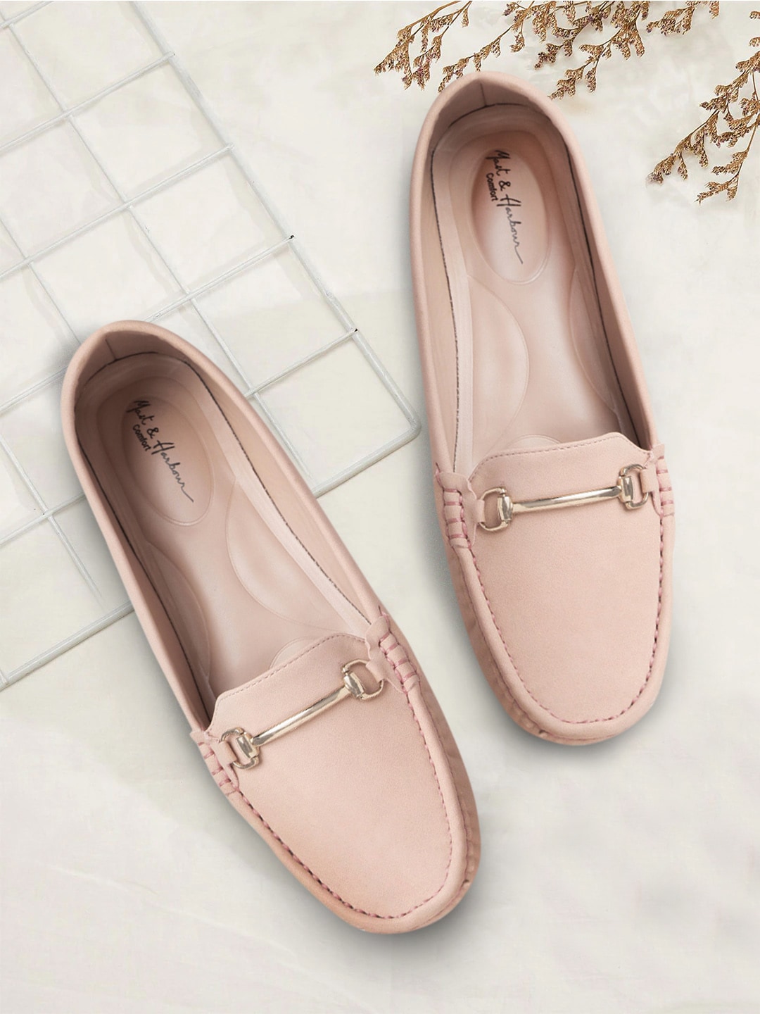 Mast & Harbour Women Pink Horsebit Loafers Price in India