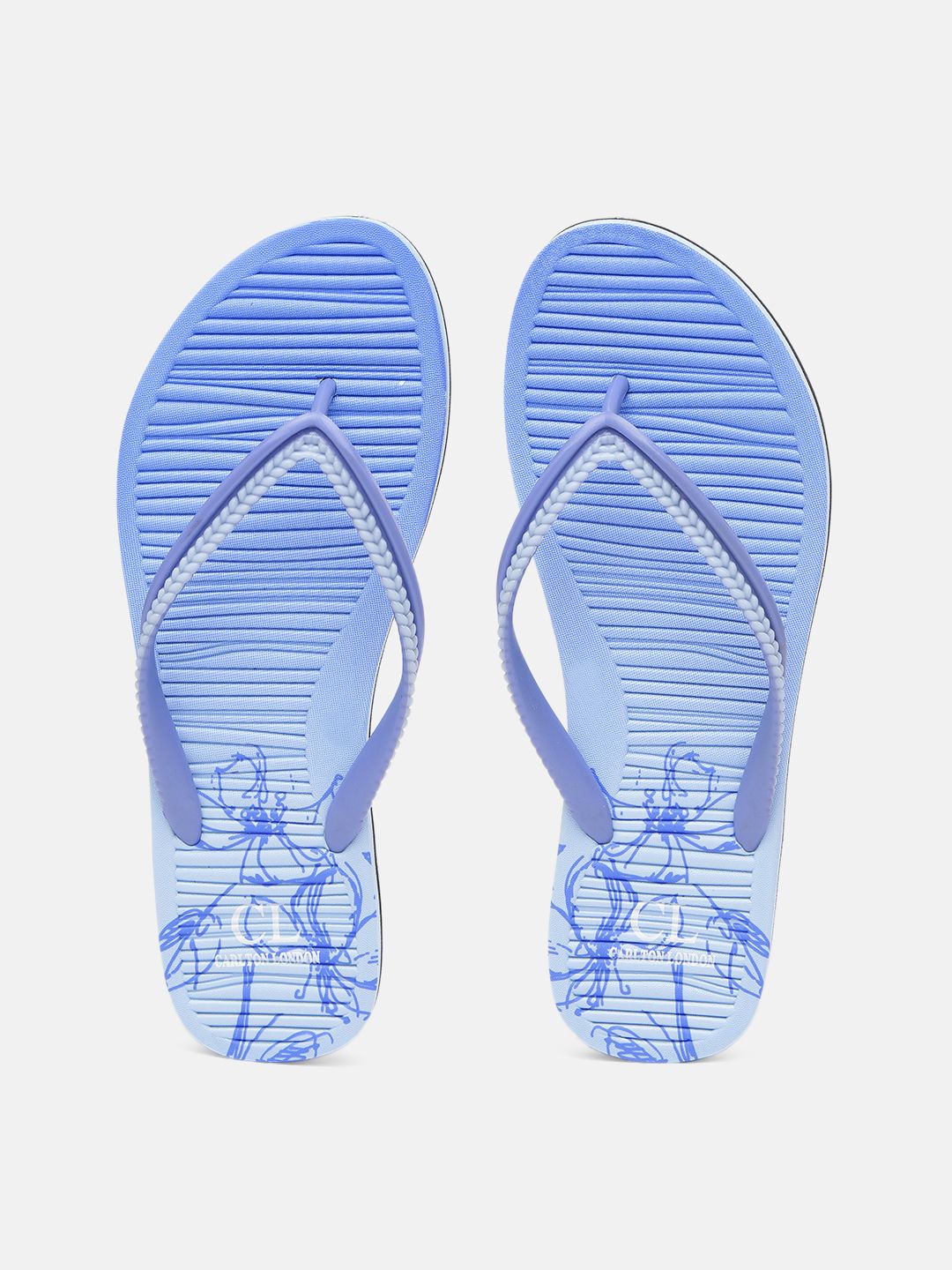 Carlton London Women Lavender & Blue Printed Thong Flip-Flops Price in India