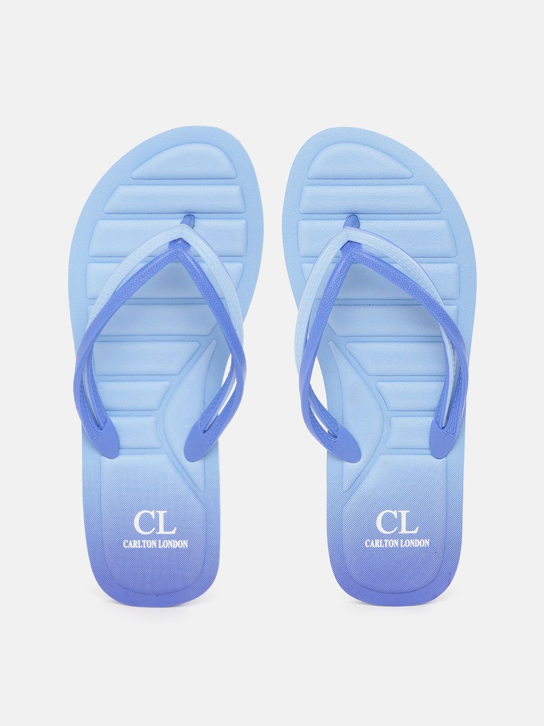 Carlton London Women Blue Textured Thong Flip-Flops with Ombre Effect Price in India