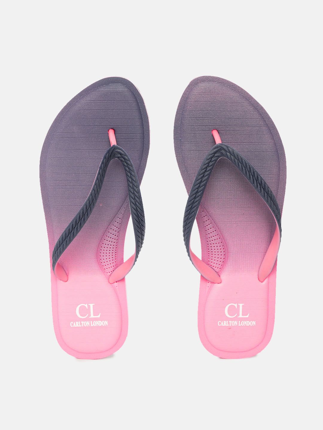 Carlton London Women Navy Blue & Pink Ombre Effect Thong Flip-Flops Price in India