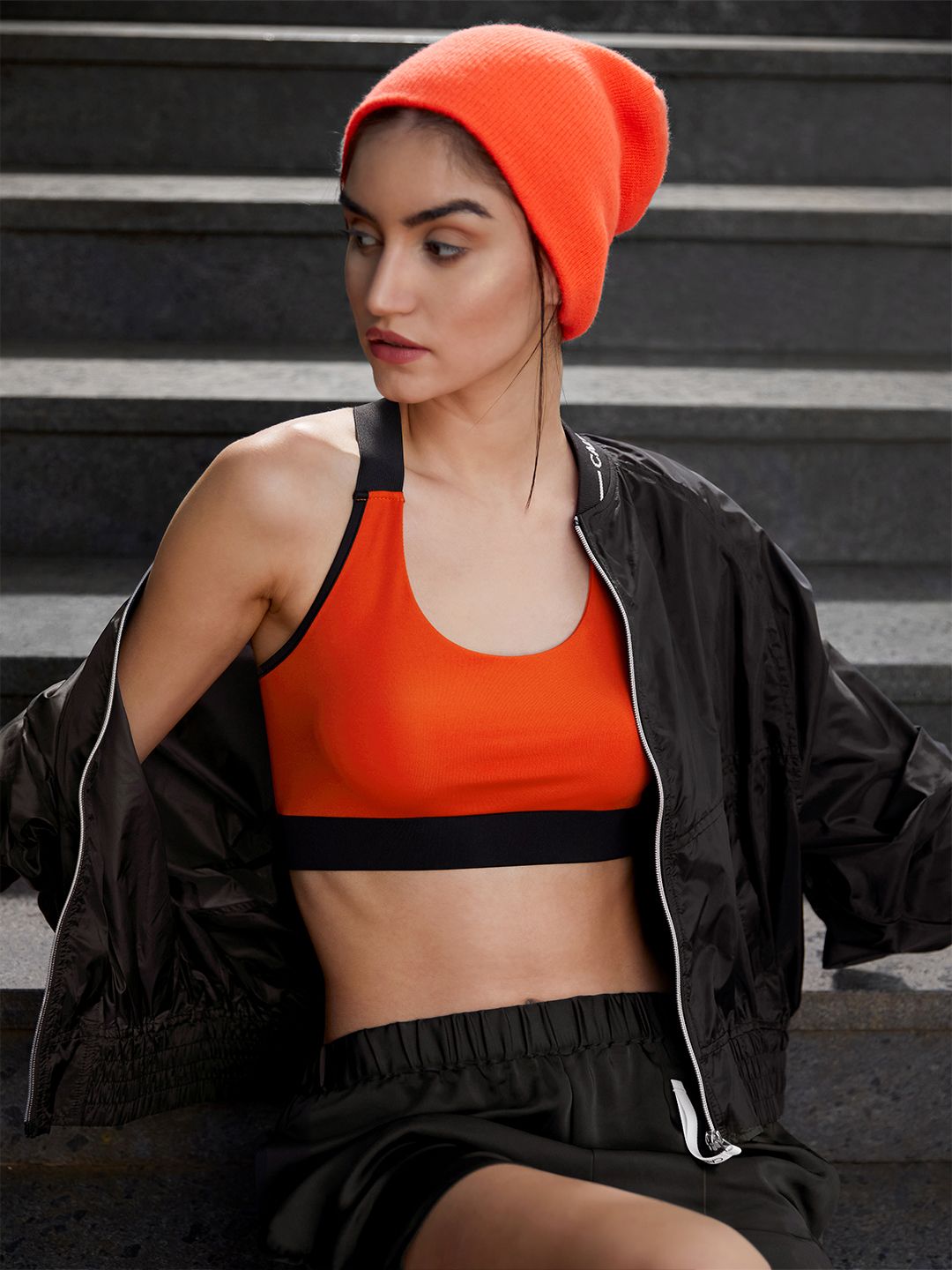 Trendyol Orange & Black Solid Lightly Padded Workout Bra TWOSS20SS0023 Price in India