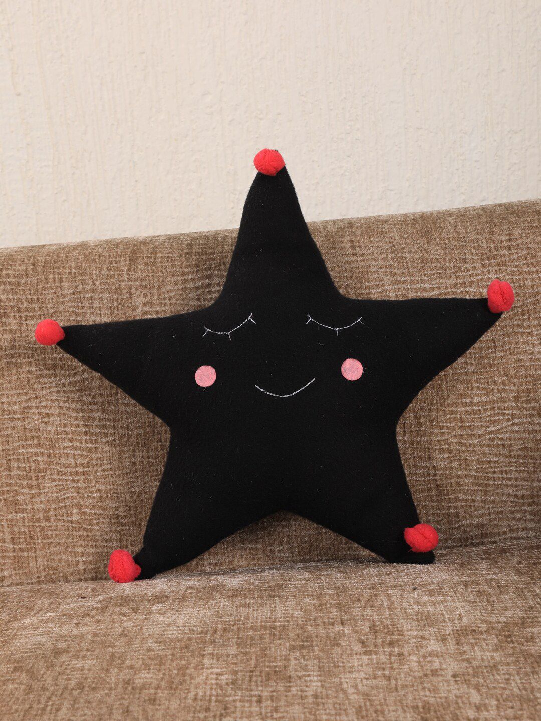 My Gift Booth Black & Red Embellished Star Cushion With Filler Price in India