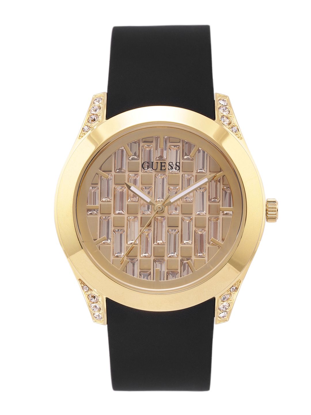 GUESS Women Gold-Toned Embellished Analogue Watch GW0109L1 Price in India