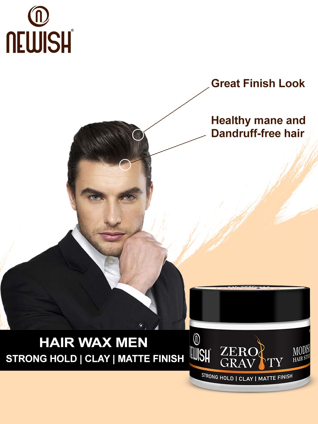 Buy NEWISH Men Set of 2 Zero Gravity Clay Strong Hold Hair Wax
