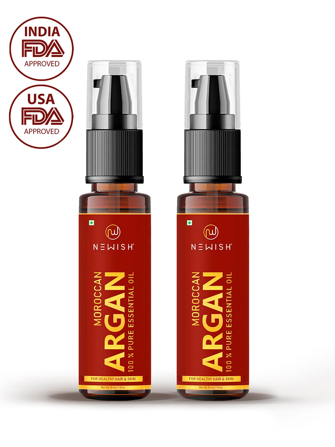 NEWISH Set of 2 Moroccan Argan Oil for Hair & Face Price in India