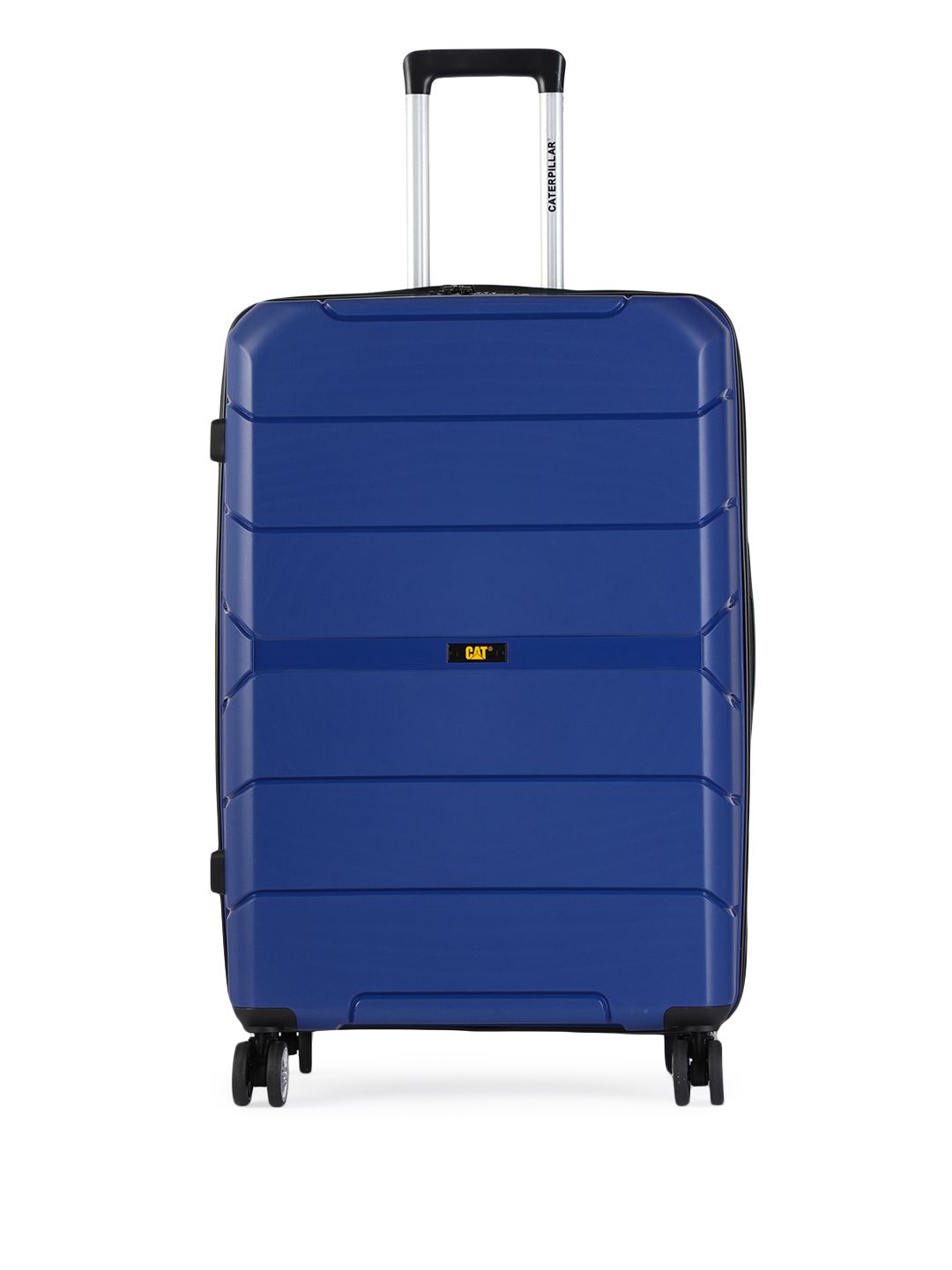 CAT ARMOR Navy Blue Solid Hard Side Large Trolley Suitcase Price in India