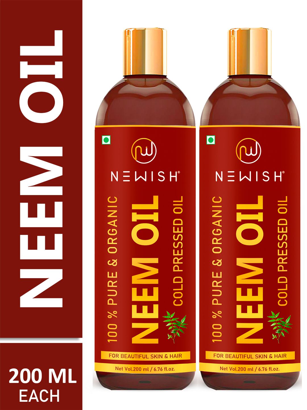 NEWISH Set of 2 Cold Pressed Organic Neem Oil - Skin & Hair Price in India