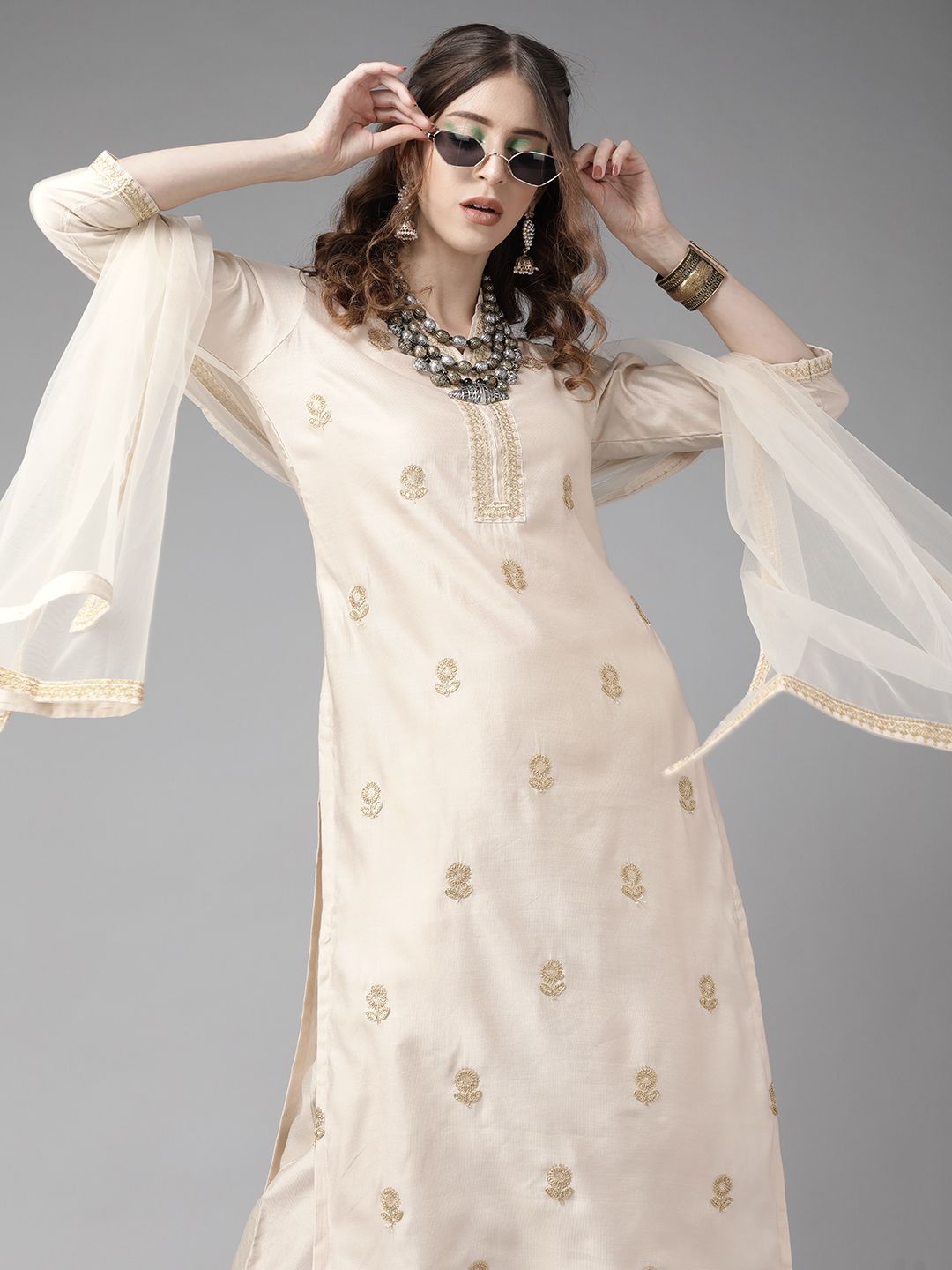 Indo Era Rich Off White Embroidered Kurta Set Price in India