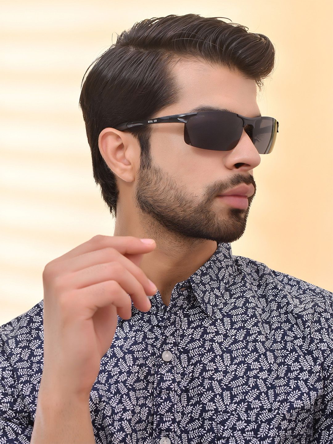 ROYAL SON Men Grey Lens & Black Sports Sunglasses CHI0094-C5-Black
