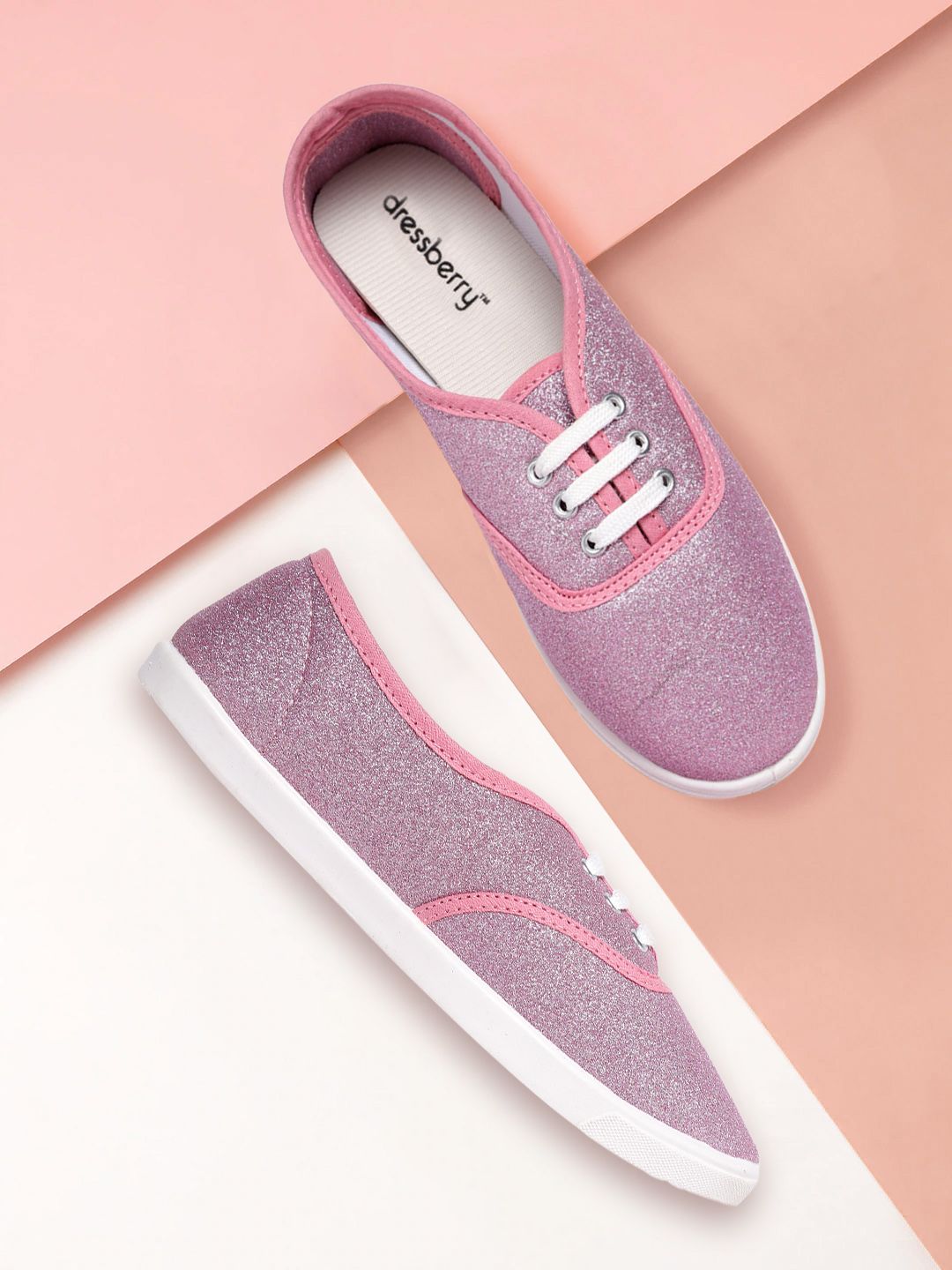 DressBerry Women Pink Glitter Slip-On Sneakers Price in India