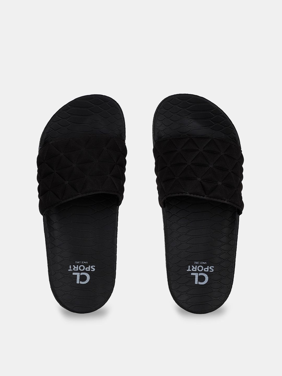 Carlton London sports Women Black Self Design Sliders Price in India