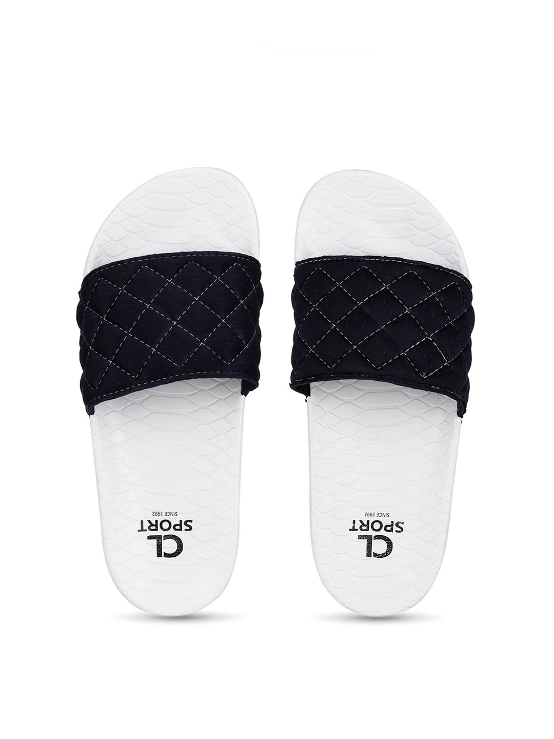 Carlton London sports Women Navy Blue & White Self Design Sliders Price in India