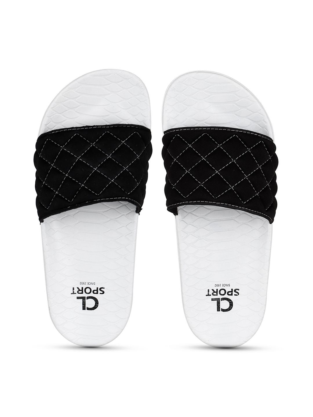 Carlton London sports Women Black & White Embellished Sliders Price in India