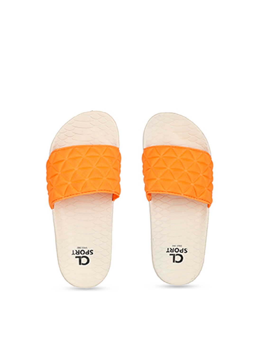 Carlton London sports Women Orange & Beige Solid Sliders Price in India