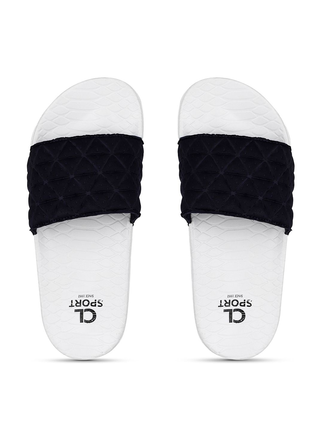 Carlton London sports Women Navy Blue & White Self Design Sliders Price in India