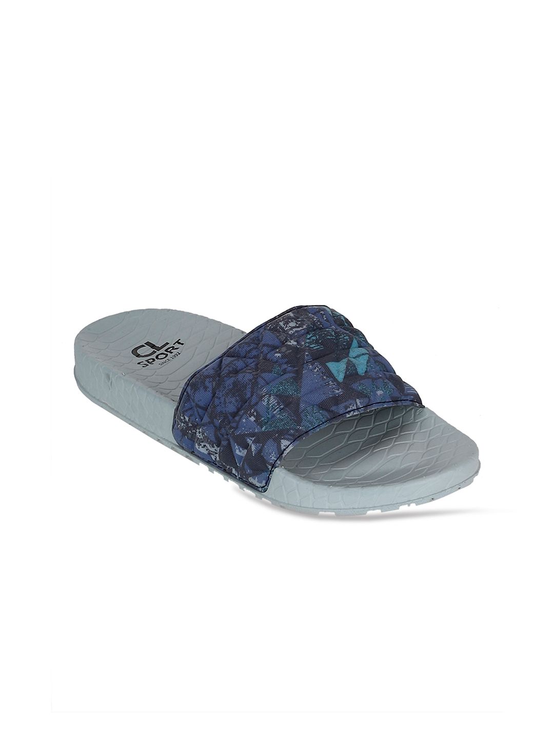 Carlton London sports Women Navy Blue & Grey Printed Sliders Price in India