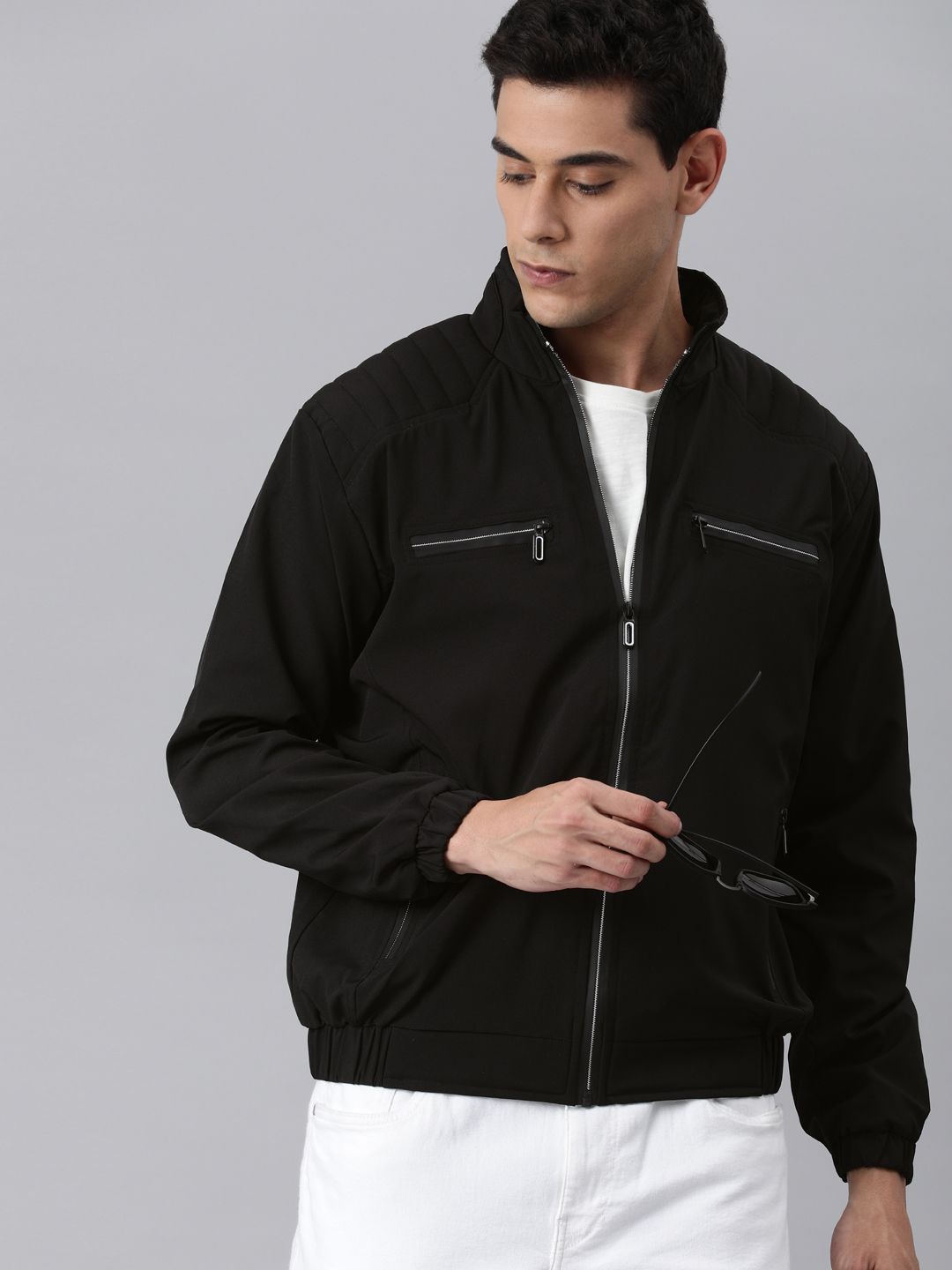 VOXATI Men Black Windcheater Bomber Jacket