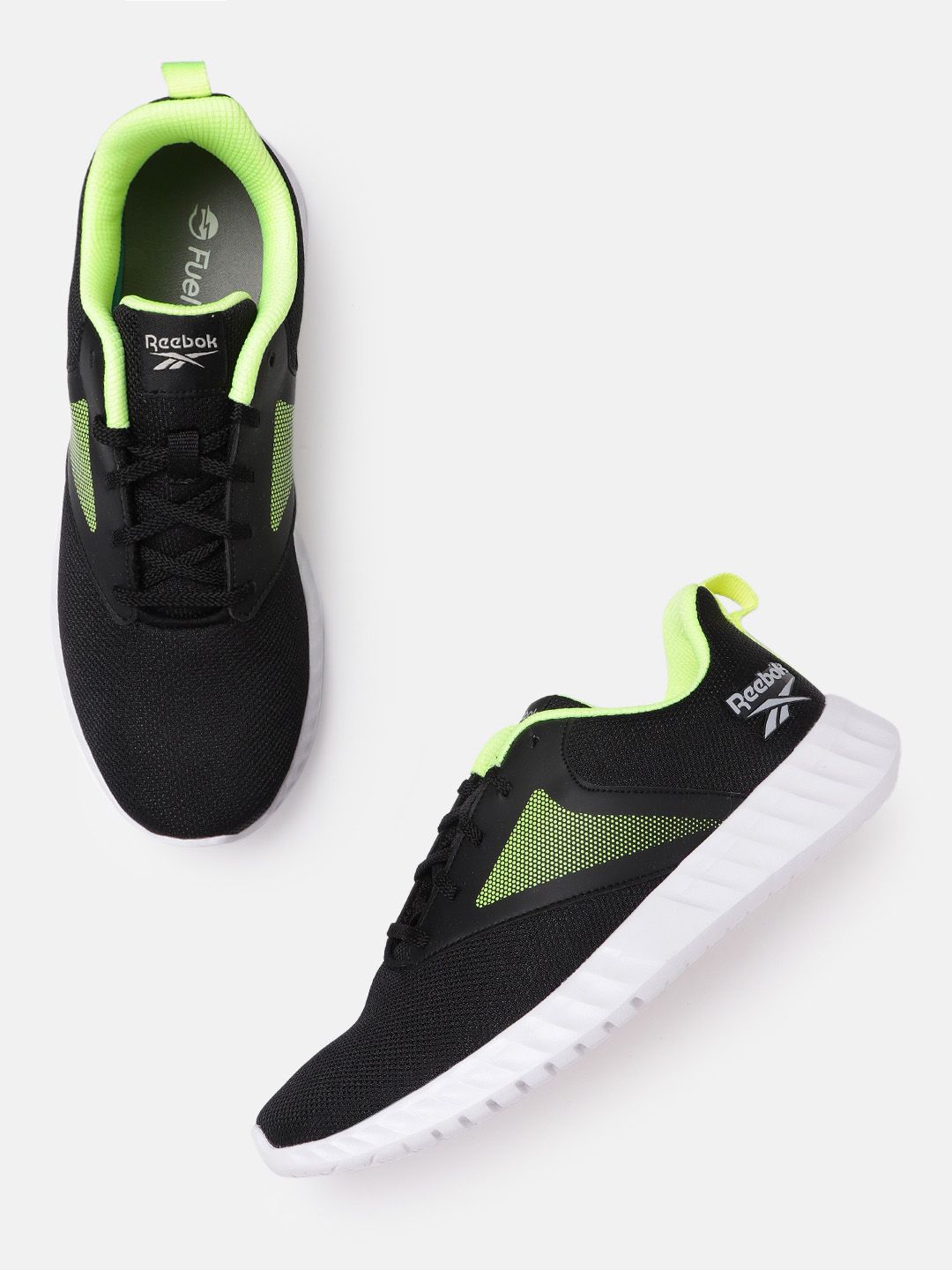 Reebok Men Black Woven Design Protonium Lite Running Shoes