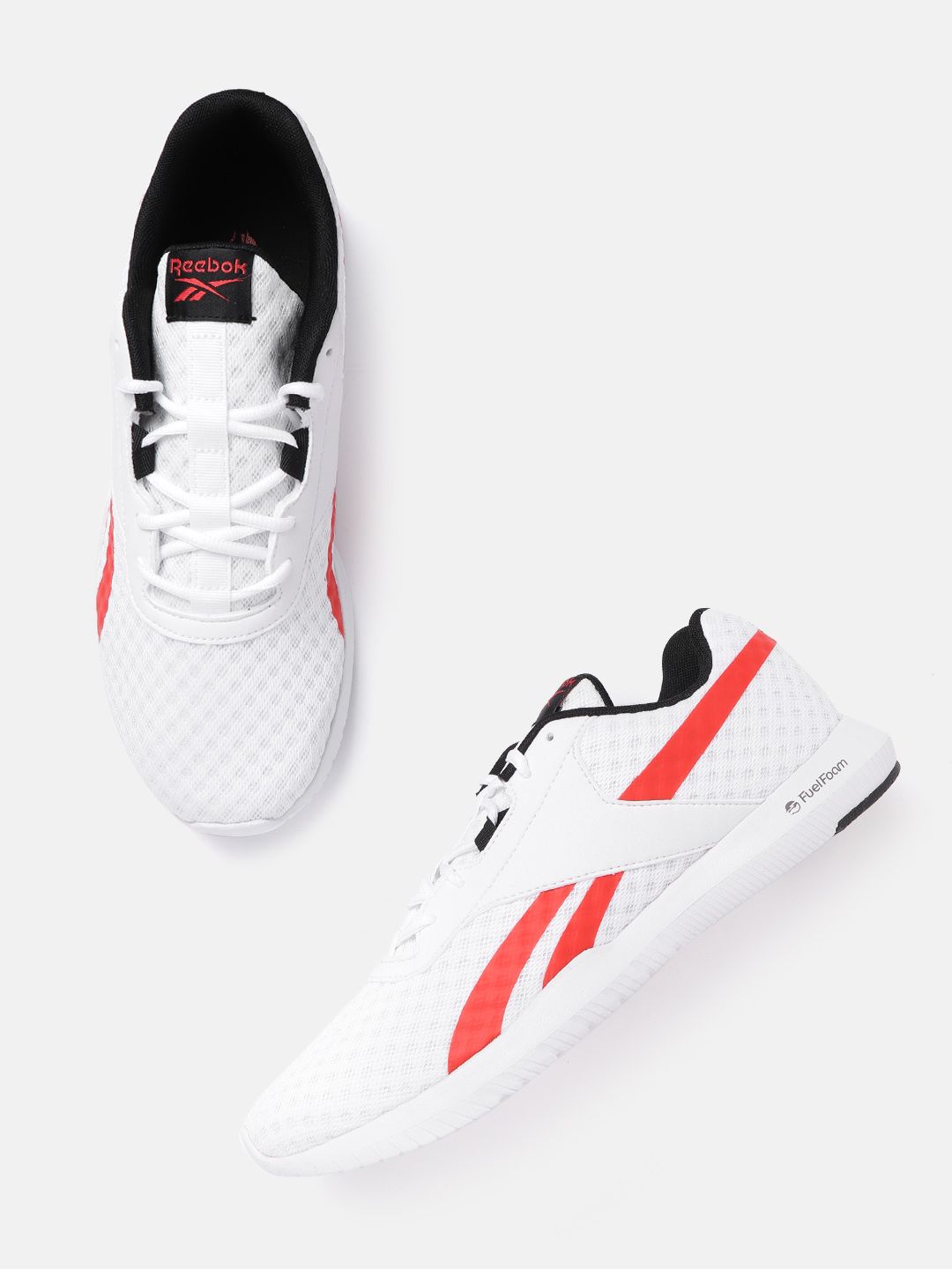 Reebok Men White & Red Woven Design Reago Essential 2.0 Training Shoes