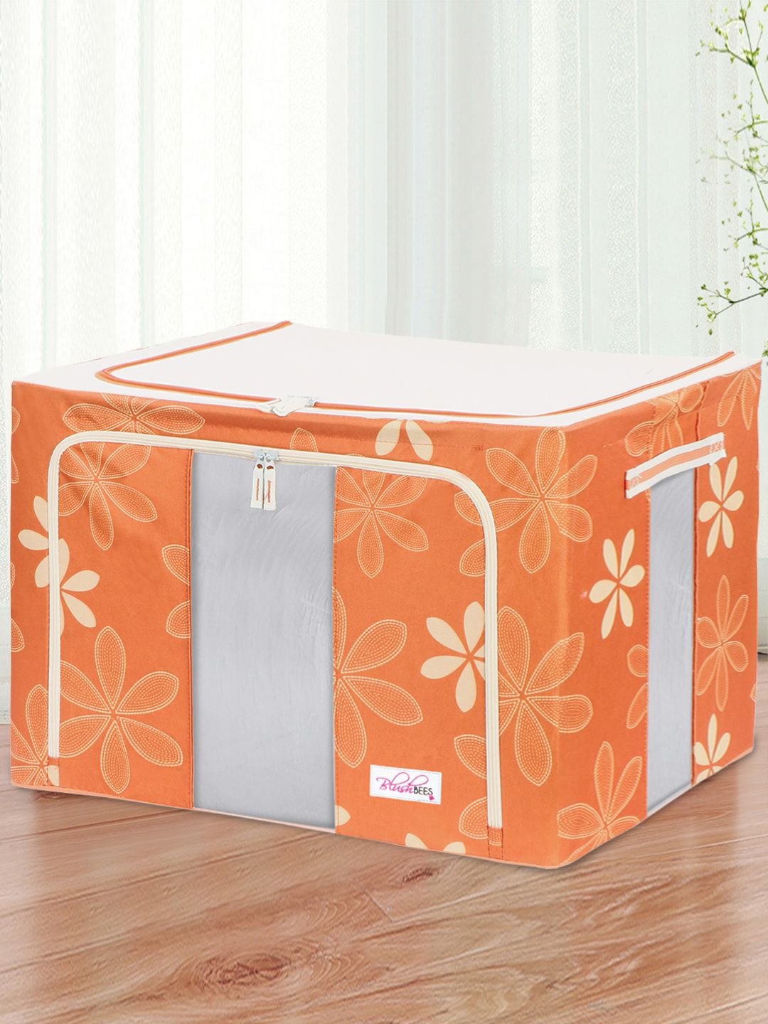 BlushBees Orange & Cream-Color Printed Multi-Utility Wardrobe Organisers Price in India