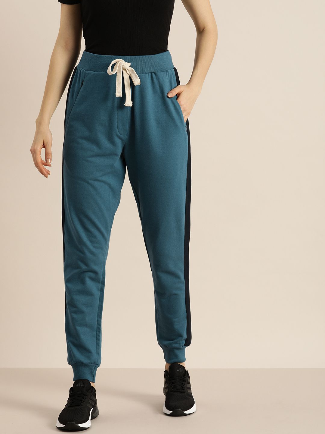 DILLINGER Women Teal Blue Solid Slim Fit Joggers Price in India