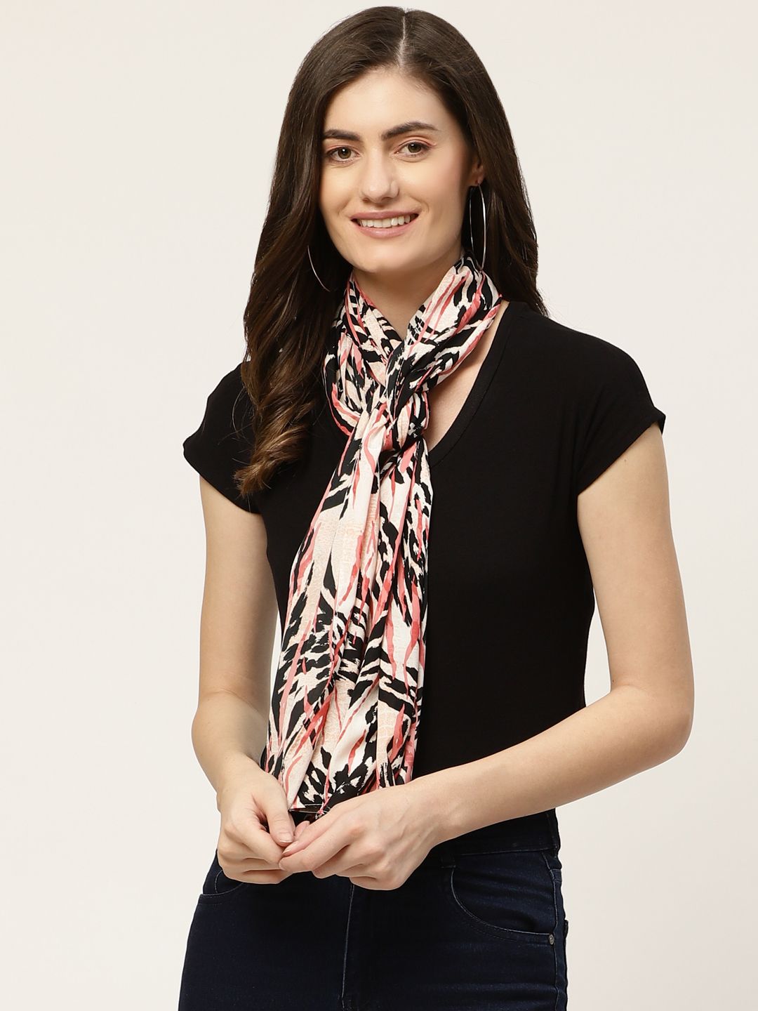 DressBerry Women Off White & Black Printed Stole Price in India