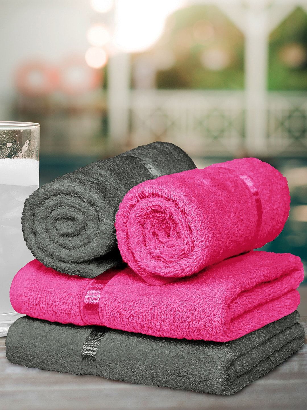 Story@home Set Of 4 Solid 450 GSM Ultra-Soft Hand Cotton Towels Price in India