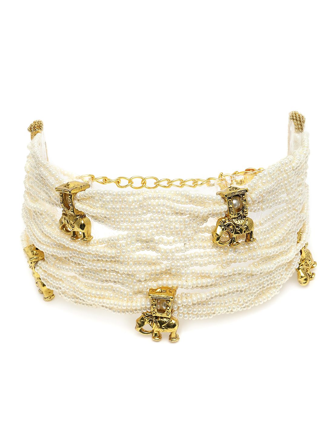Zaveri Pearls Women White & Gold-Plated Multistrand Bracelet Price in India