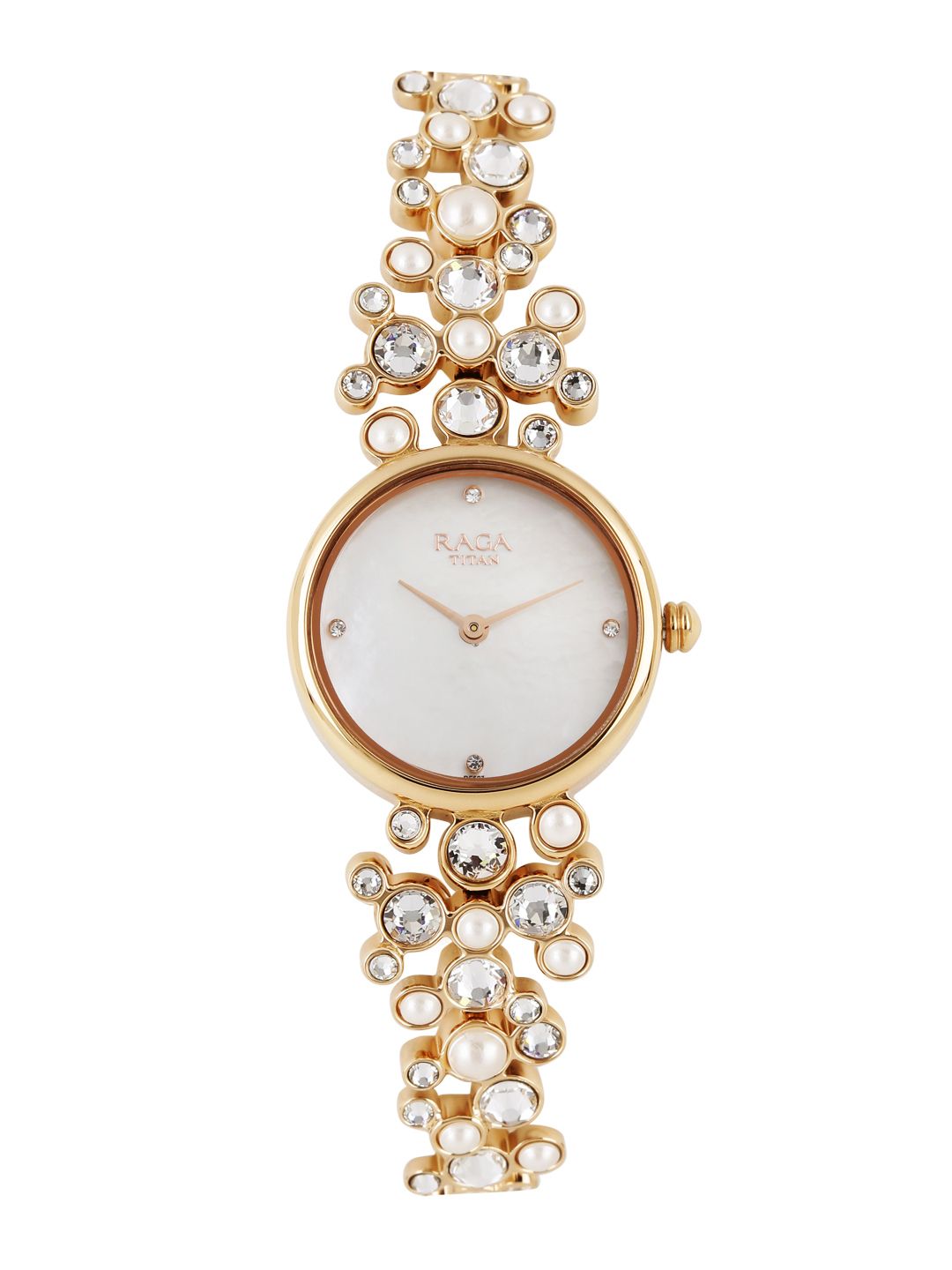 Titan Raga Women Pearly White Dial Watch with Swarovski Elements NH95032WM01J Price in India