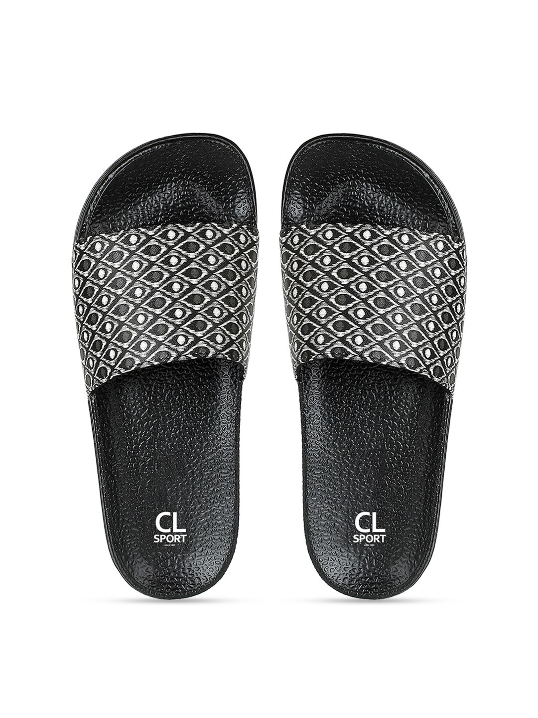 Carlton London sports Women Black Printed Sliders Price in India