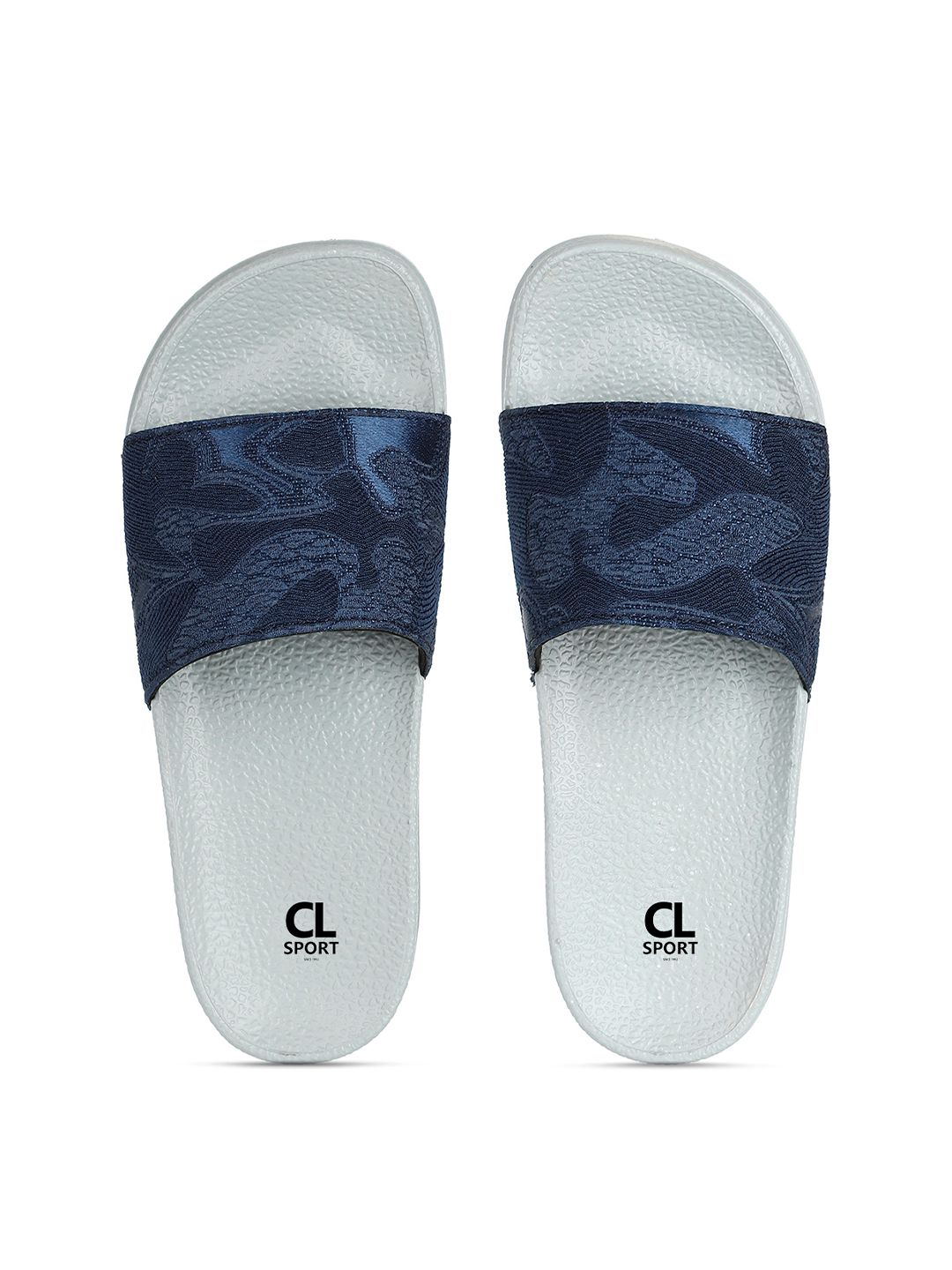 Carlton London sports Women Navy Blue & Grey Printed Sliders Price in India