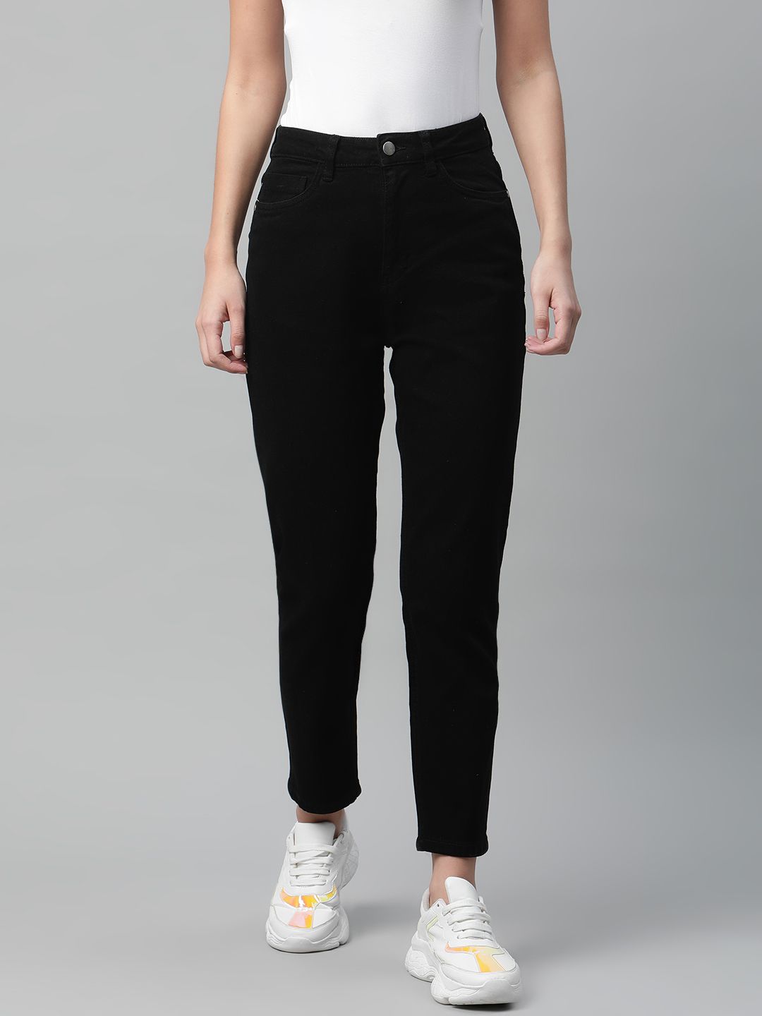 Mast & Harbour Women Black Boyfriend Fit Stretchable Jeans Price in India