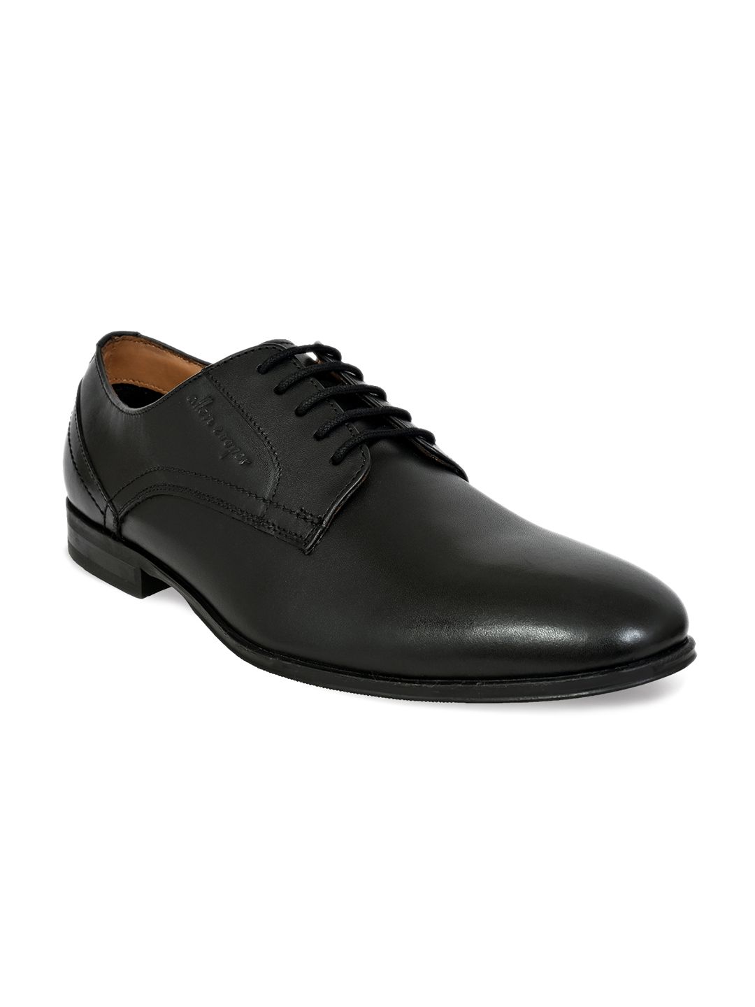 Allen Cooper Men Black Solid Leather Formal Derbys