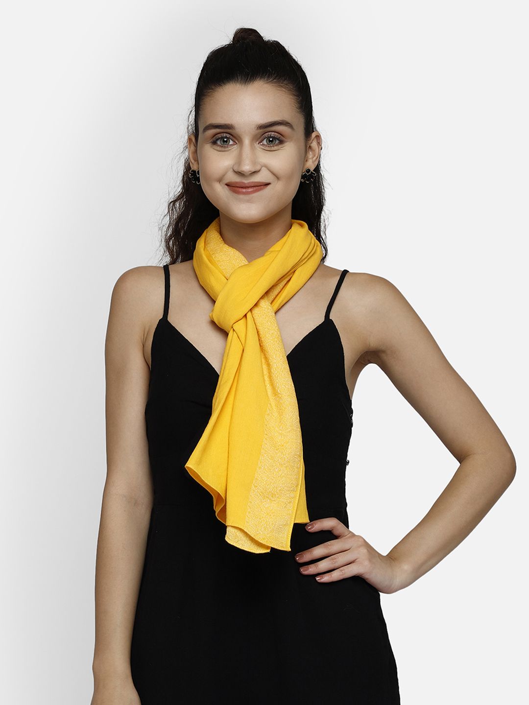 Aditi Wasan Women Yellow Solid Stole Price in India