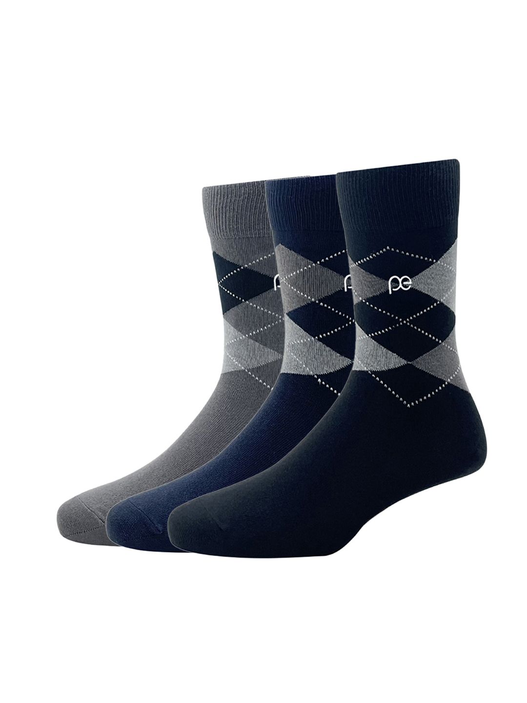 Peter England Men Pack Of 3 Patterned Calf-Length Socks