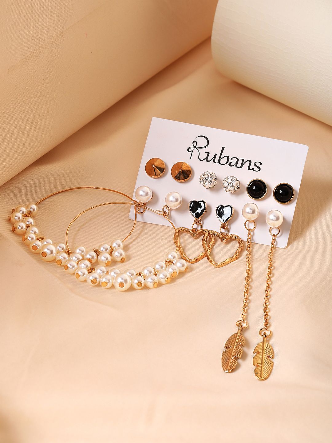 TOKYO TALKIES X rubans FASHION ACCESSORIES Set of 6 Gold-Plated Classic Drop Earrings Price in India
