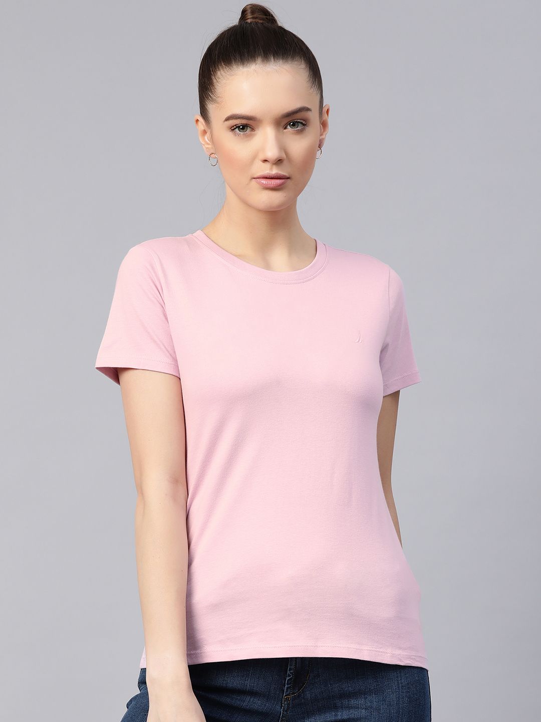 Nautica Women Pink Cotton T-shirt