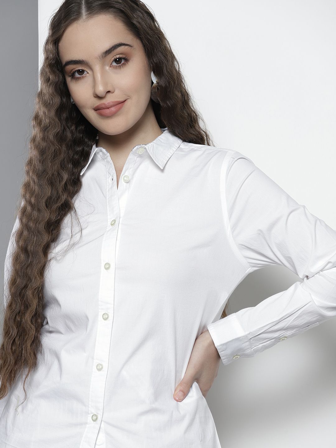 Nautica Women White Solid Casual Shirt