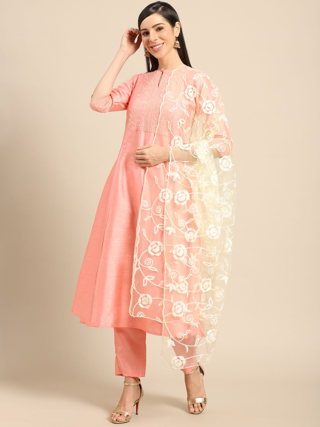 Saadgi Yellow Aari Embroidered Dupatta