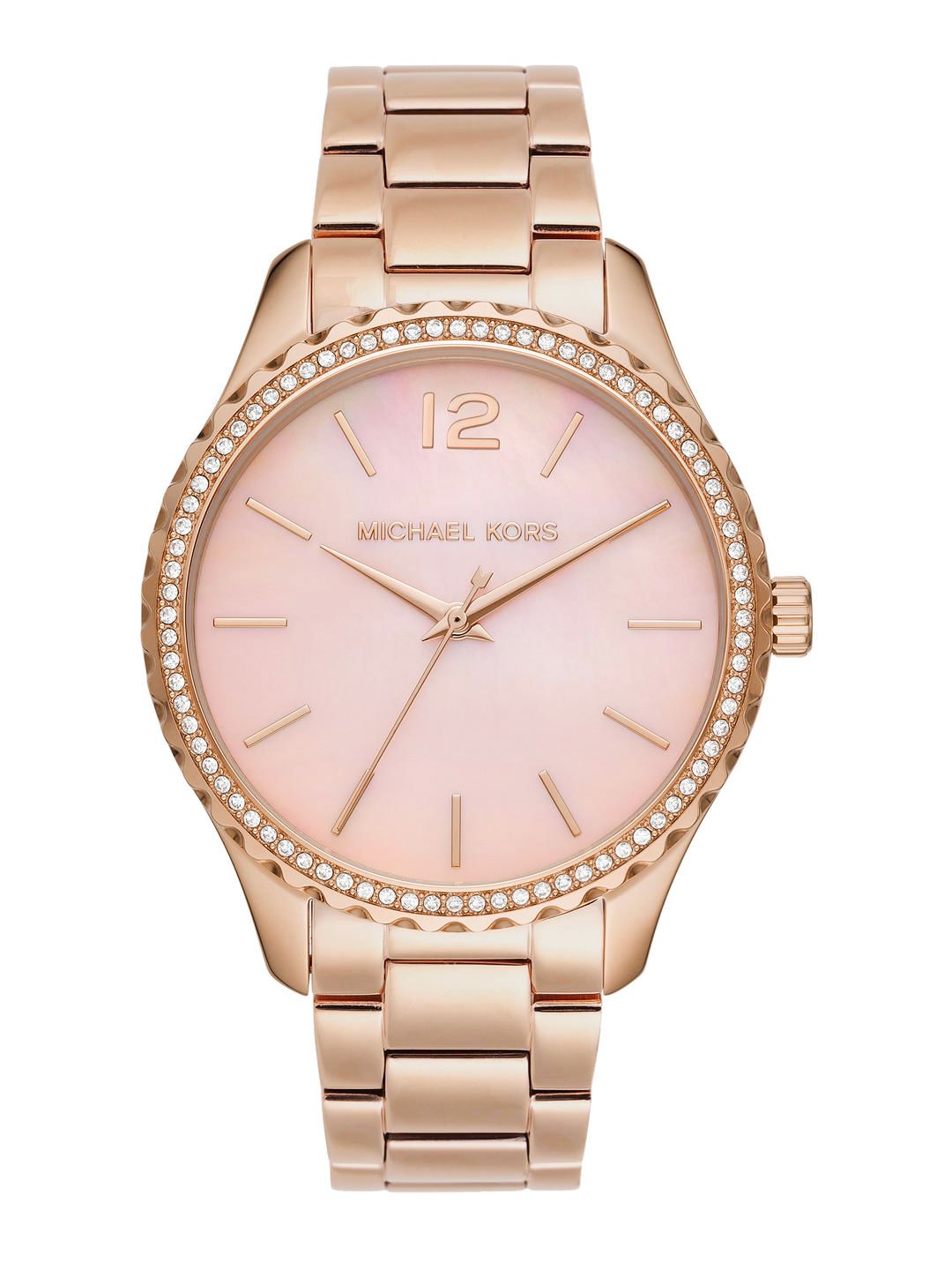 Michael Kors Layton Women Peach-Coloured Mother of Pearl Analogue Watch MK6848 Price in India