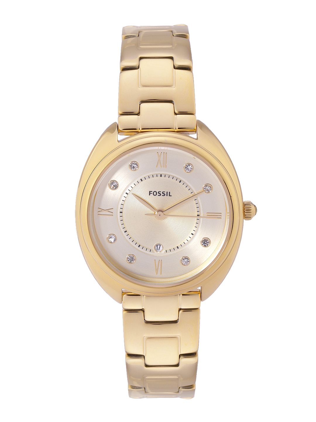 Fossil Women Gold-Toned Dial Gabby Bracelet Style Strap Analogue Watch ES5071 Price in India