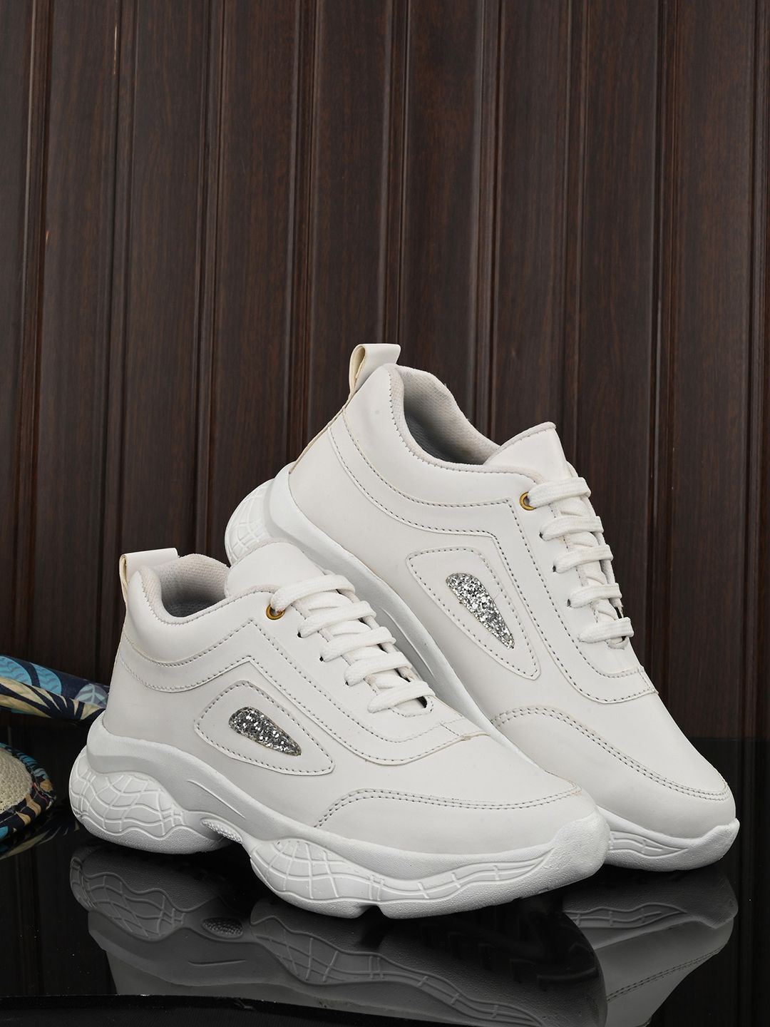 AfroJack Women White Synthetic Leather Sneakers Price in India