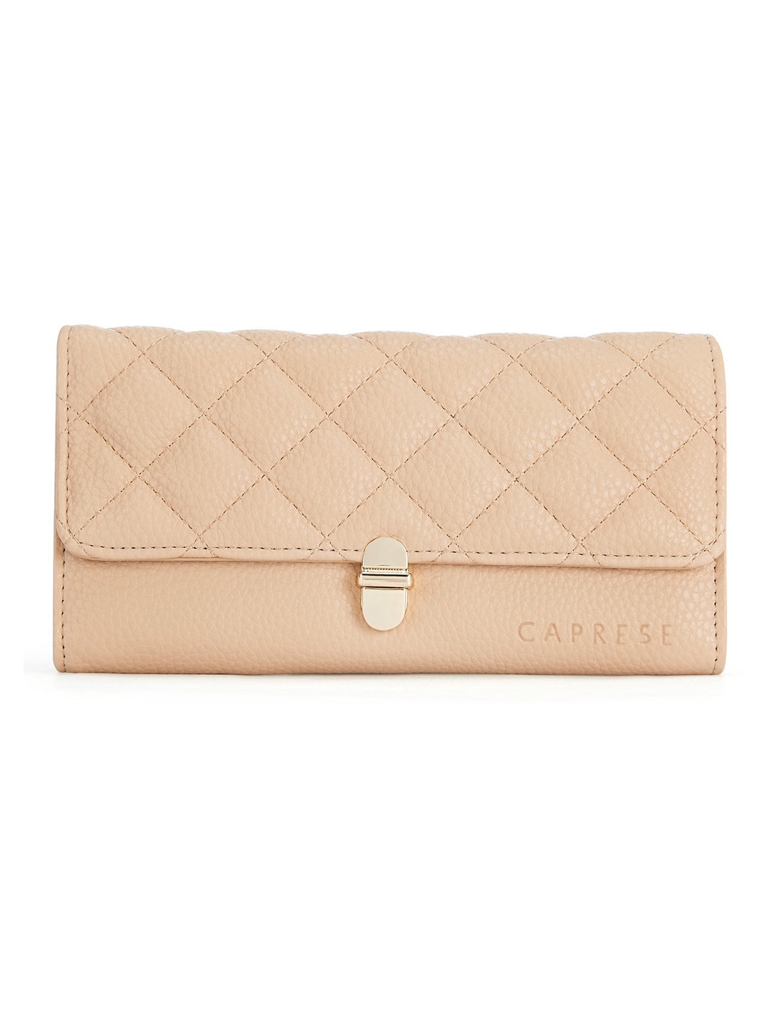 Caprese Women Beige Geometric Textured Quilted Synthetic Leather Two Fold Wallet Price in India