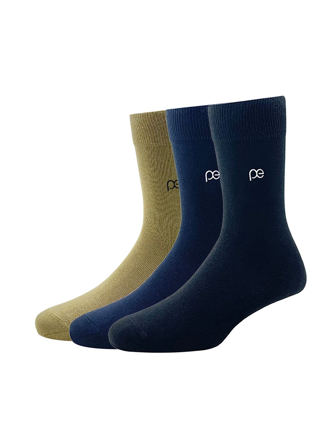 Peter England Men Pack Of 3 Multicoloured Solid Calf-Length Socks