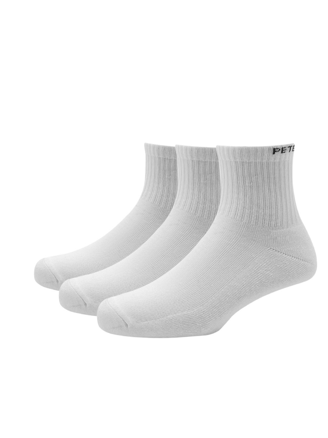 Peter England Men Pack Of 3 White Solid Above Ankle Socks